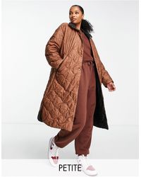 Vero Moda - Abrigo marrón y negro guateado reversible con cuello alzado - Lyst