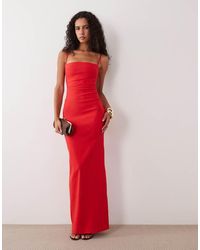 Vesper - Bengaline Thin Strap Square Neck Maxi Dress - Lyst