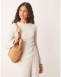 ASOS - Co-ord Long Sleeve Textured Ruched Side Detail Top - Lyst