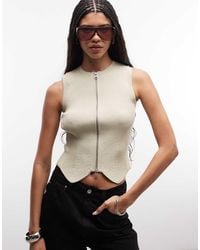AllSaints - Cruz Sleeveless Zip Rib Knit Waistcoat Top - Lyst