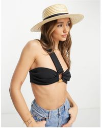 ASOS - Natural Straw Easy Boater With Size Adjuster With Twisted Black Band - Lyst