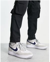 Nike - Air - force 1 '07 - sneakers grigie e blu navy rétro - Lyst