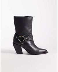 ASOS - Elena Leather Western Ankle Boot With Harness - Lyst