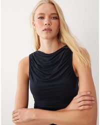 Miss Selfridge - Ruched Front Slash Neck Top - Lyst