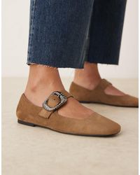 ASOS - Linton Square Toe Mary Jane Ballet Flats - Lyst