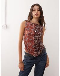 Reclaimed (vintage) - – tanktop mit geteiltem design, u-boot-ausschnitt und bindedetail - Lyst