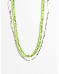 ASOS - Mutli-Row Necklace With Beads And Tone Chain - Lyst