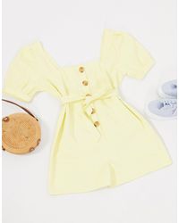 Boohoo Ромпер Лимонного Цвета С Пышными Рукавами -желтый