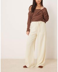 ASOS - Tall Linen Look Tailored Tie Waist Pull-on Pants - Lyst