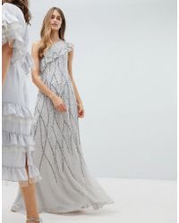 Amelia Rose Althea High Neck Lace Embroidered Maxi Dress Vestito da Sera Formale Donna