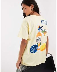 Pieces - Limoncello Oversized Graphic T-shirt - Lyst