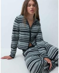 Collusion - Knitted Stripe Zip Through Fitted Hoodie Co-Ord - Lyst