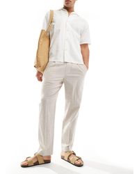 Abercrombie & Fitch - Pantalon ample à enfiler en lin avec pinces - beige - Lyst