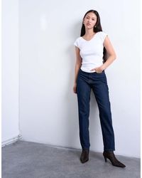 TOPSHOP - Vaqueros Mom Azul Añil Enjuagado De Talle Alto Original De - Lyst