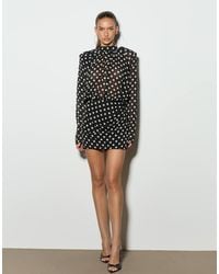 Noughts & Kisses - Nori Chiffon High Neck Shoulder Pad Blouson Mini Dress - Lyst