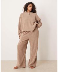 ASOS - Asos Design Curve Lounge Microfleece Wide Leg Pants - Lyst