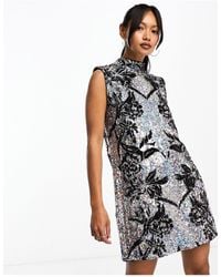 AllSaints - Harper Embellished Sequin Mini Dress - Lyst
