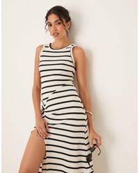 ASOS - – ärmelloses maxikleid mit schwarz-weißem streifenmuster und verdrehtem design - Lyst