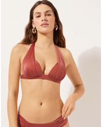 Calzedonia - Calzendonia Padded Triangle Bikini Top Shiny Satin - Lyst