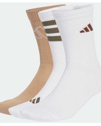 adidas Originals - Pack De 3 Pares De Calcetines De Color Blanco, Verde Oliva Y Arena Cálido Con Logo De - Lyst