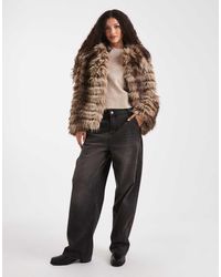 ASOS - Patched Stripe Short Faux Fur Jacket - Lyst