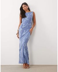 ASOS - Raw Seam Cowl Back Devore Maxi Dress - Lyst