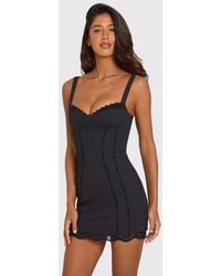 Oh Polly - Lace Trim Peekaboo Corset Detail Mini Dress - Lyst