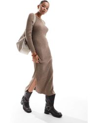 ONLY - Vestito A Coste Con Scollo A Barchetta E Gonna Al Polpaccio - Lyst