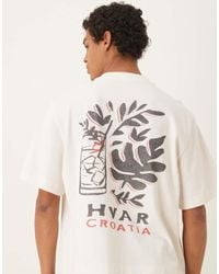 Abercrombie & Fitch - T-Shirt Bianca Taglio Corto Con Stampa Di Città Sul Retro - Lyst