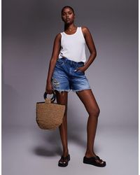 ASOS - Denim Longline A Line Short - Lyst