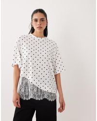 ASOS - Short Sleeve T-shirt With Lace Hem - Lyst