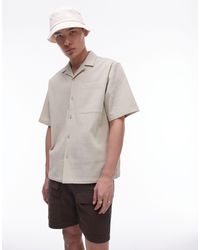 TOPMAN - – kurzärmliges, lässig geschnittenes hemd aus hellem seersucker - Lyst