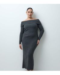ASOS - Asos Design Curve Open Back Bardot Knitted Midaxi Dress - Lyst