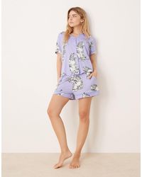 Chelsea Peers - Poly Short Sleeve Revere And Short Set - Lyst
