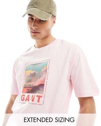 GANT - Ruimvallend T-Shirt Met Logo- En Wolkenprint Op De Voorkant - Lyst