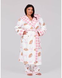 Loungeable - Bow Croissant Luxury Fleece Midi Hooded Dressing Gown - Lyst