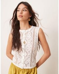 Free People - Jae Button Through Lace Top - Lyst