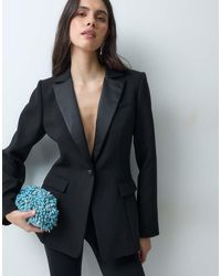 Nobody's Child - Satin Trim Tuxedo Blazer Co-ord - Lyst