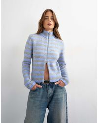 TOPSHOP - Knitted Zip Up Cardigan - Lyst