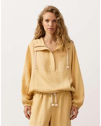 Oysho - Half-Zip Sweatshirt With Front Pocket, Lyocell And 24% Linen Blend - Lyst