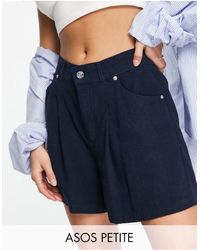 ASOS - Petite Dad Shorts With Linen - Lyst