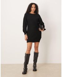 Jdy - Wide Neck Knitted Mini Jumper Dress - Lyst
