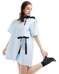 Ghospell - Contrast Bow Jacquard Mini Dress - Lyst