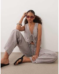 Brave Soul - Tie Front Waistcoat Top - Lyst