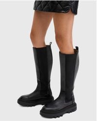 AllSaints - Botas Negras De Caña Alta De Cuero Monica De - Lyst
