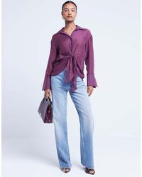 River Island - Twist Front Button Up Shirt - Lyst