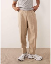 ASOS - Smart Pleated Oversized Tapered Trousers With Wool Blend - Lyst