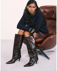 ASOS - Cleoni Premium Leather Pull On Knee Boots - Lyst