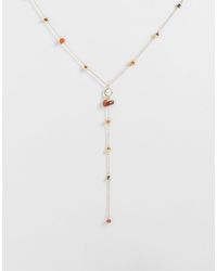Mango - Ketting Met Hangers En Kralen Van Echte Steen - Lyst