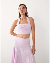 Mango - Starring Hailey Bieber Kasha Halterneck Cropped Top - Lyst